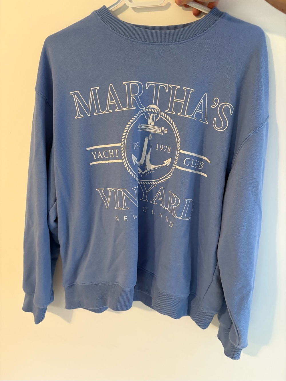 Ardene Blue Crewneck Sweatshirt with White Yacht Print